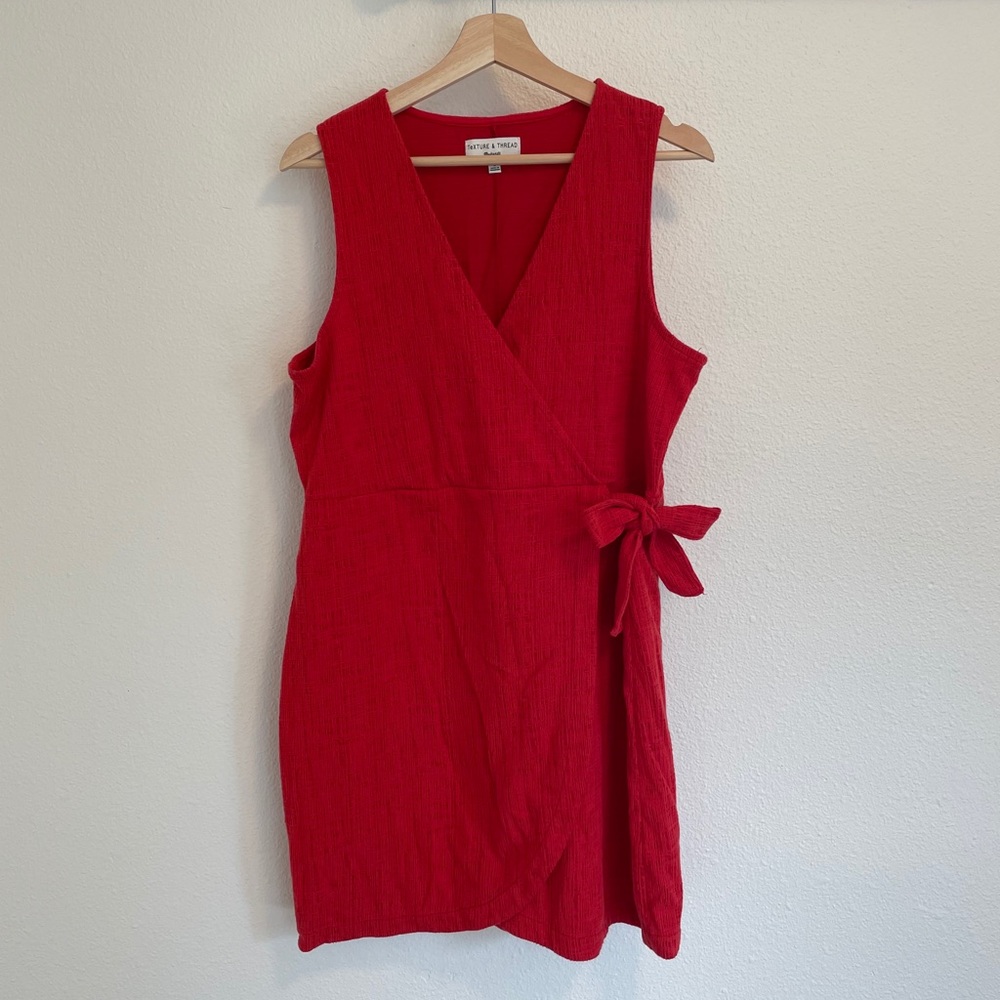 Madewell Red Texture & Thread Wrap Dress